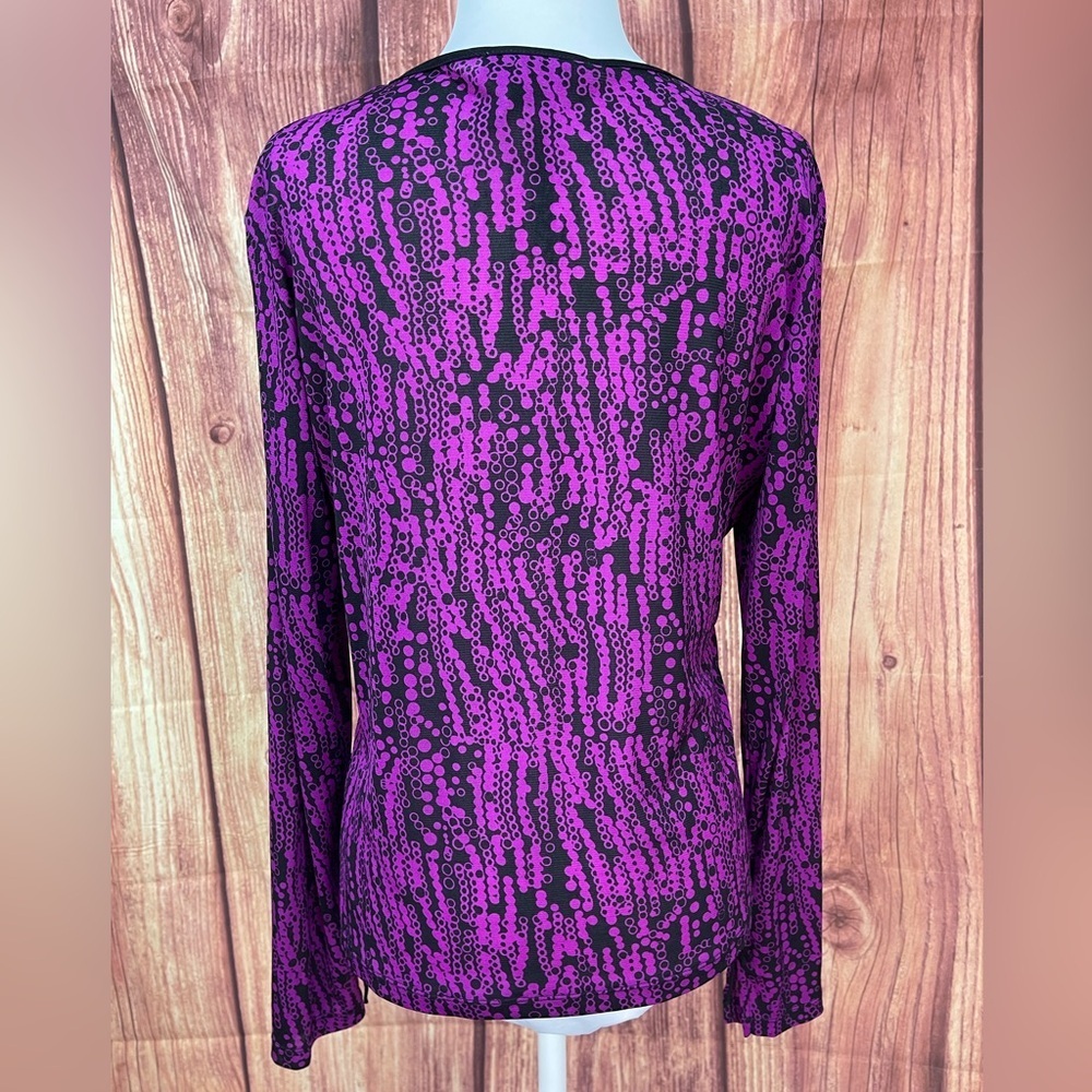 2 I.E. relaxed blue purple black long sleeve lightweight nylon women’s blouse M - Picture 12 of 17